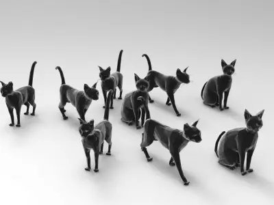 Cats low and high poly Low-poly 3D model