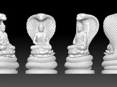 Buddha and snake  3D print model