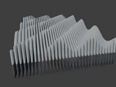 Modern wave  panel wall Futuristic structure Artistic Decoration 3D model