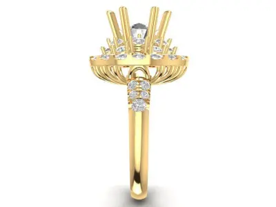 Round Diamond Halo Engagement Ring for Women 1699 3D print model