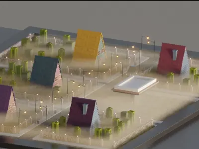 Lowpoly Modular City Street 3D model