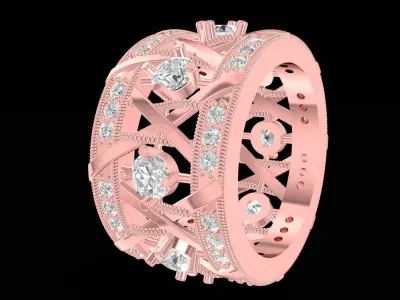 Royal Filigree Diamond Ring for Women  3256 3D print model