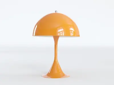 Three Retro Lamps 3D Model  - 1 Table Red and 2 Ceiling Yellow 3D model