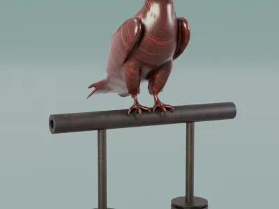 House Decoration Eagle Wood Statue Low-poly 3D model