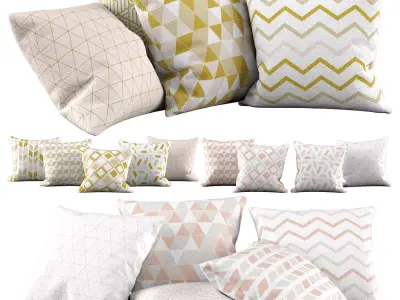 Pillow set 26 Golden pattern 3D model