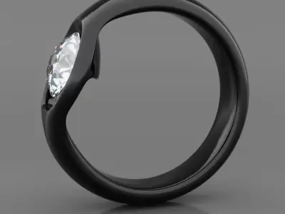 Modern Black Diamond Ring - Stylish 3D Print Ready Jewelry Model 3D print model