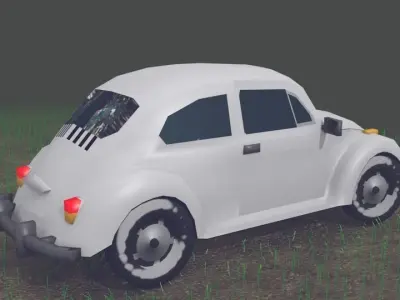 Old VW Beetle LOW POLY Low-poly 3D model
