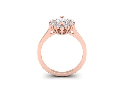 Marquees Diana Diamond Ring 3d Model and Render 3D print model
