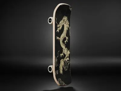 Skateboard with dragon 3D model