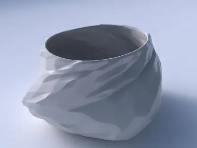 Bowl twisted elipse with low-polygon bulges  3D print model