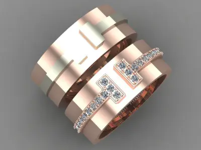 T Band Plain WITH Dubble Tone T Band With Daimonds 3D  Model 3D print model