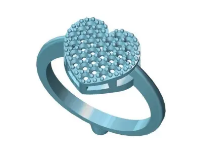 HEART PAVE RING 3D print model