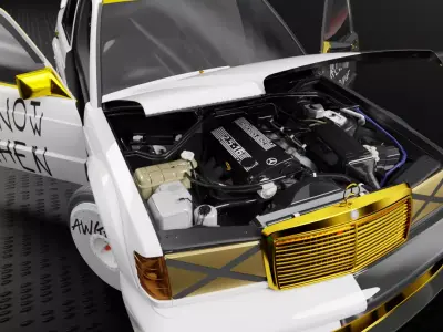 Mercedes-Benz 190E Fully Rigged and Animation Ready 3D Model 3D model