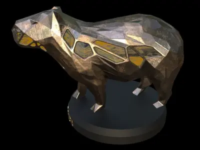 Steampunk Capybara Low-poly 3D model