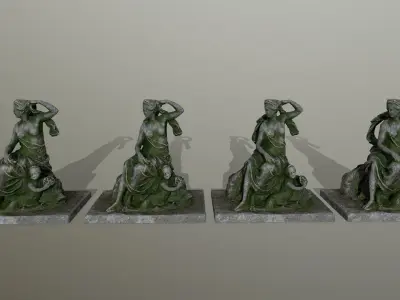 statue 2 of woman holding child Low-poly 3D model