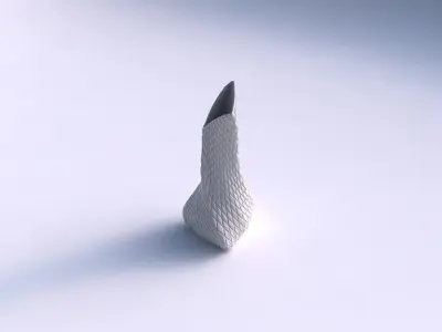 Vase twist puffy tappered triangle with diagonal grid bulges 3D print model
