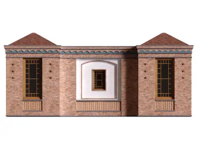 arabic exterior facade element set 810 Low-poly 3D model