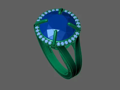 Womens Rings With Stone Ring Ready STL 3DM Models Rings women 3D print model 26