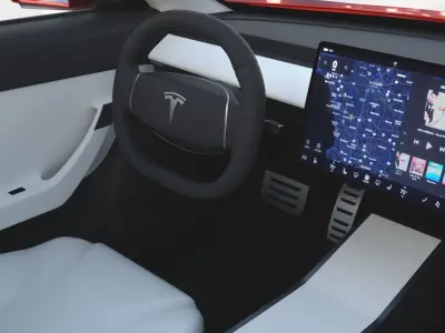 Tesla Model 3 Red with interior and chassis  3D model