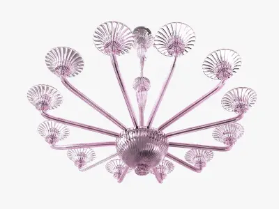 Twelve-Arm Handblown Murano Glass Venetian Chandelier by Venini 3D model