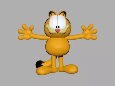 Garfield Orange Cat With Open Arms Cartoon Character 3D Model Low-poly 3D model