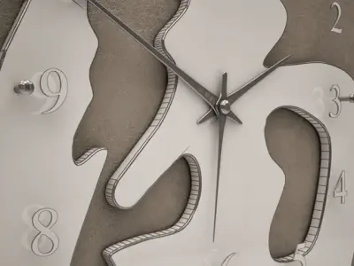 Red Background Wall Clock 09 3D model