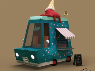 ice cream car  Low-poly 3D model