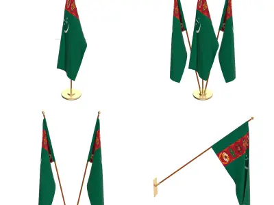 Turkmenistan Flag Pack 3D model