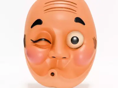 Japanese Hyottoko Mask Props Second Life toy 3D print model