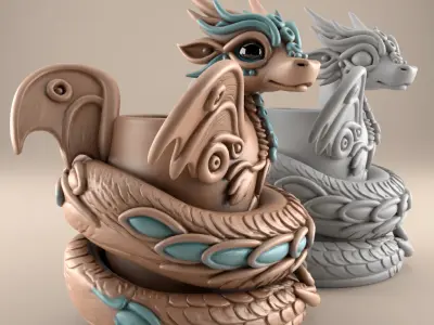 Magic Dragon Planter Candle Holder Fun Home Decor 3D print model