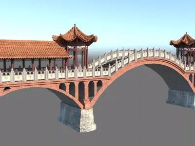 Chinese Bridge Low-poly 3D model