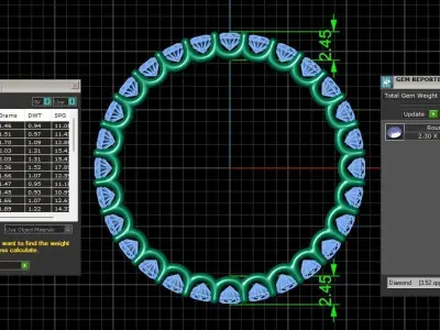 U Shaped Eternity Ring 2 point 3 mm stone size swiss 18 and EU58 3D print model