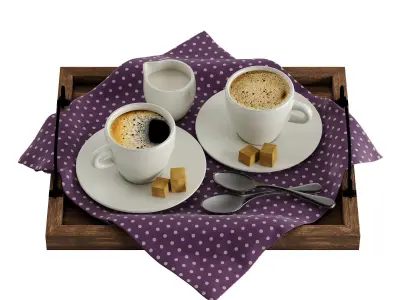 Coffee cup decor set 03 3D model