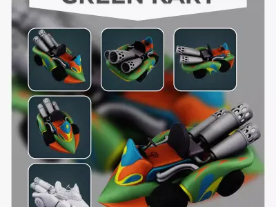 Green kart Low-poly 3D model