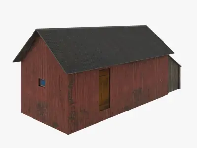 Old wood barrack low poly Free low-poly 3D model