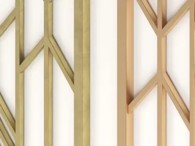 Decorative gold plaster partition screen with geometric pattern 3D model