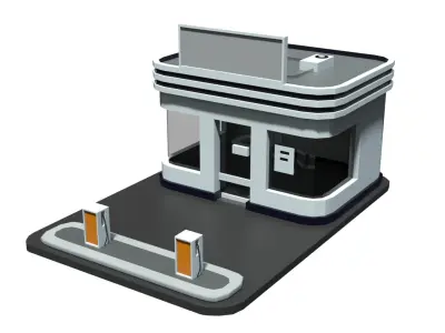 gas station Low-poly 3D model