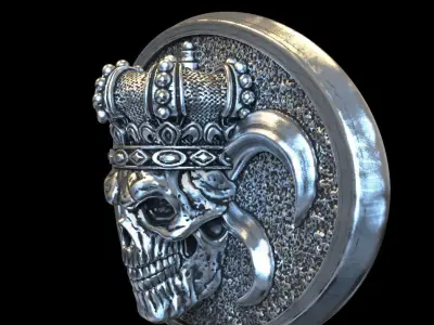  belt buckle King skull with crown vol1 3D print model