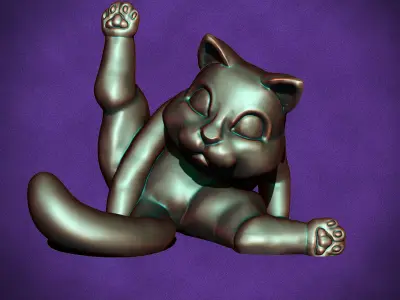 Cat Licking Butt 3D print model