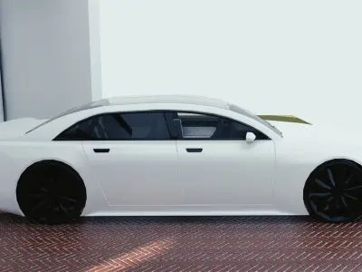 BLENDER EEVEE Brandless Mid Size 4 door sedan Low-poly 3D model