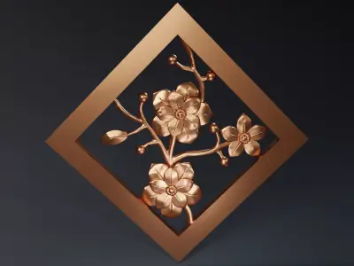 Flower Frame Wall Decor 3D print model