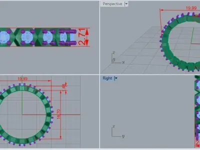 Band stone rings 3 3D print model