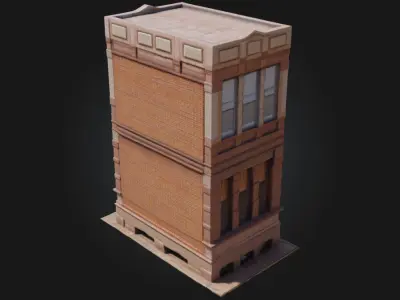 Thin Brick Building  Sleek Profile with Classic Urban Charm 3D model