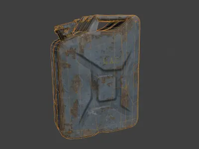 Jerrycan gas can canister realistic blue rusty metal Free low-poly 3D model