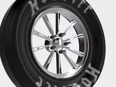 Drag Wheel COMBO Front RC Components Hammer 17inch 5 stud 3D print model