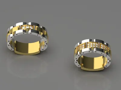 Luxury couple Rolex design diamond ring model cr0018 3D print model