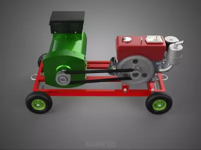 TURBINE POWER GENERATOR SET DIESEL ENGINE ALTERNATOR DYNAMO DIY 3D model