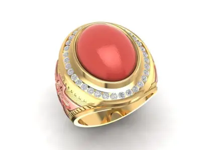 Mens Red Agate Cross Ring 3D Model 641 3D print model