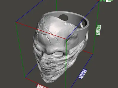 Skull ring jewelry Gangster vol2  3D print model