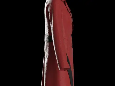 Female raglan leather trench coat 3D model